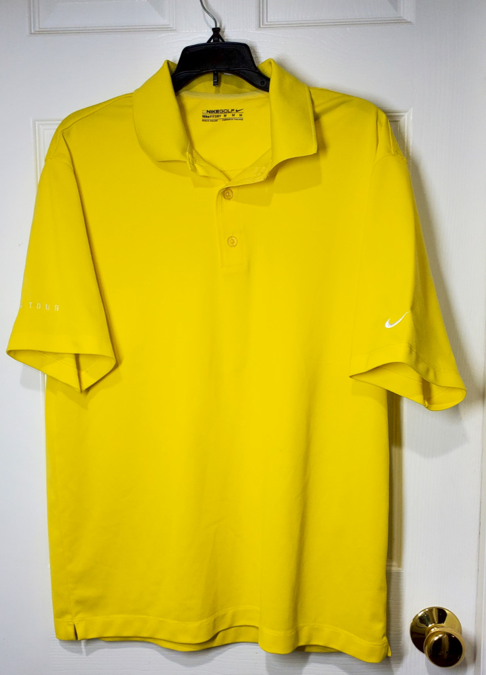 Nike Golf Tour Performance Polo Shirt Men Medium Yellow Dri-FIT Swoosh